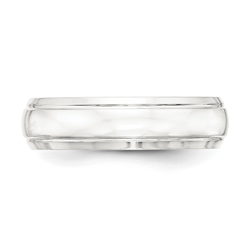 Sterling Silver 6mm Polished Domed with Grooved Beveled Edge Fancy Band Size 7