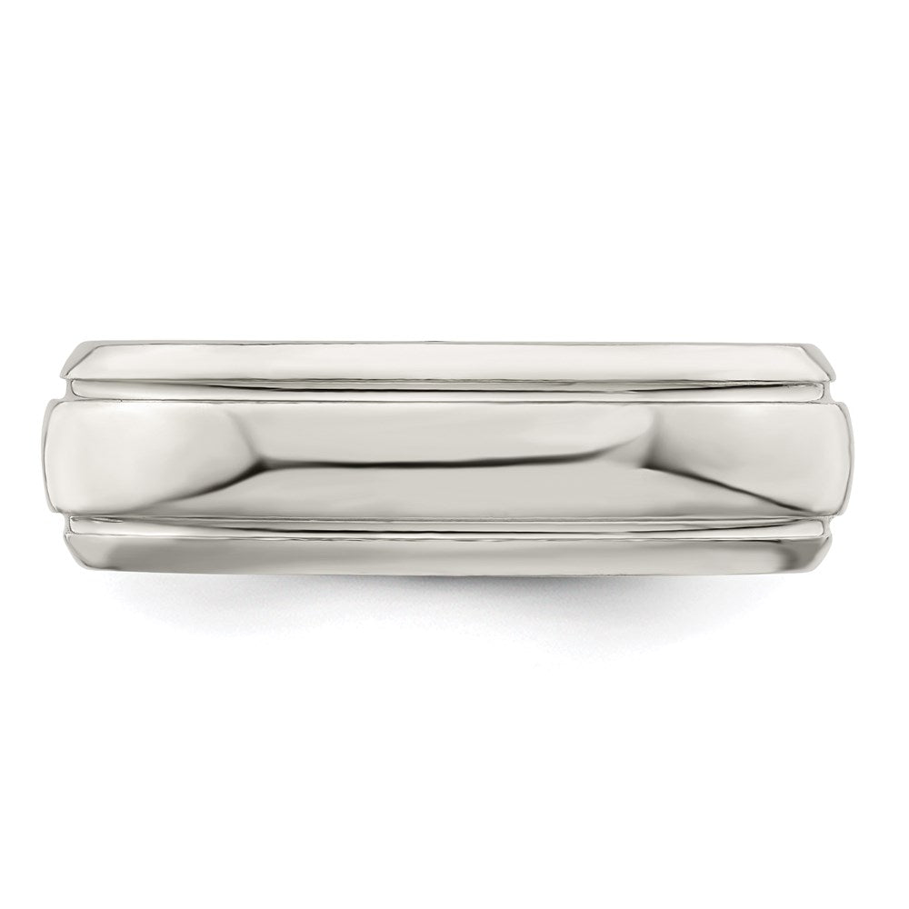 Sterling Silver 6mm Polished Domed with Grooved Beveled Edge Fancy Band Size 11.5