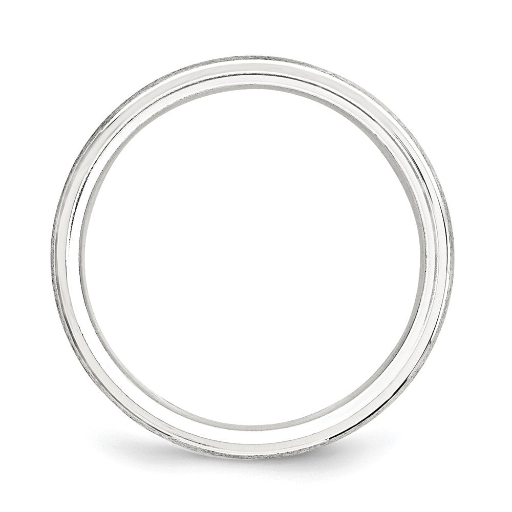 Sterling Silver 6mm Brushed Domed with Grooved Beveled Edge Fancy Band Size 8.5