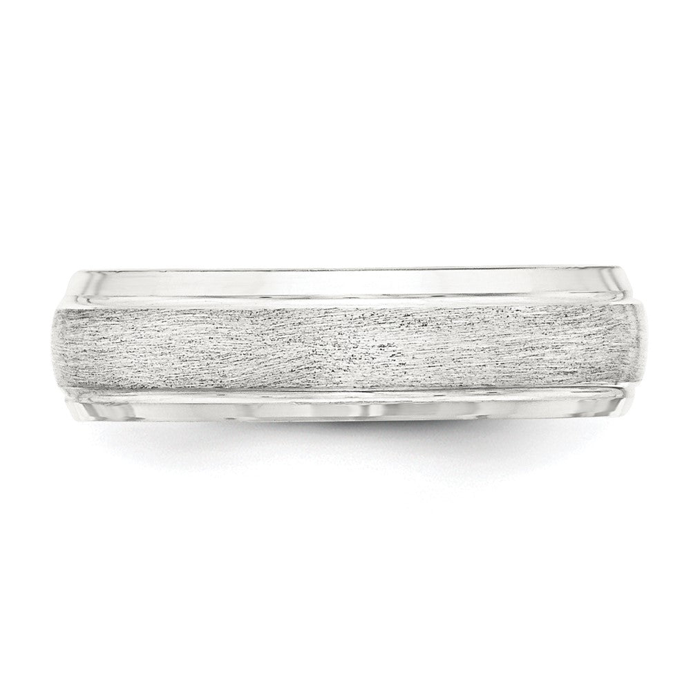 Sterling Silver 6mm Brushed Domed with Grooved Beveled Edge Fancy Band Size 8.5