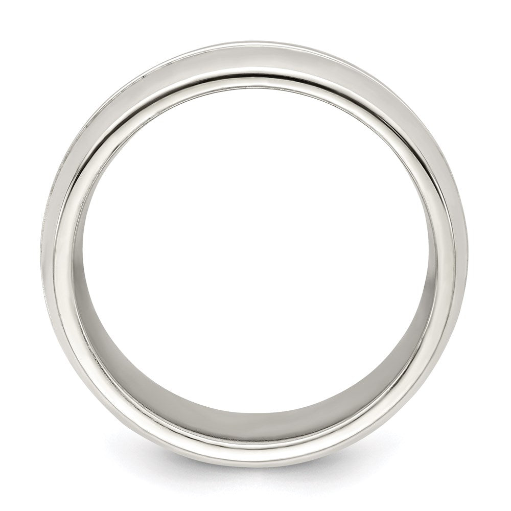 Sterling Silver 7mm Polished Domed Grooved Fancy Band Size 8.5