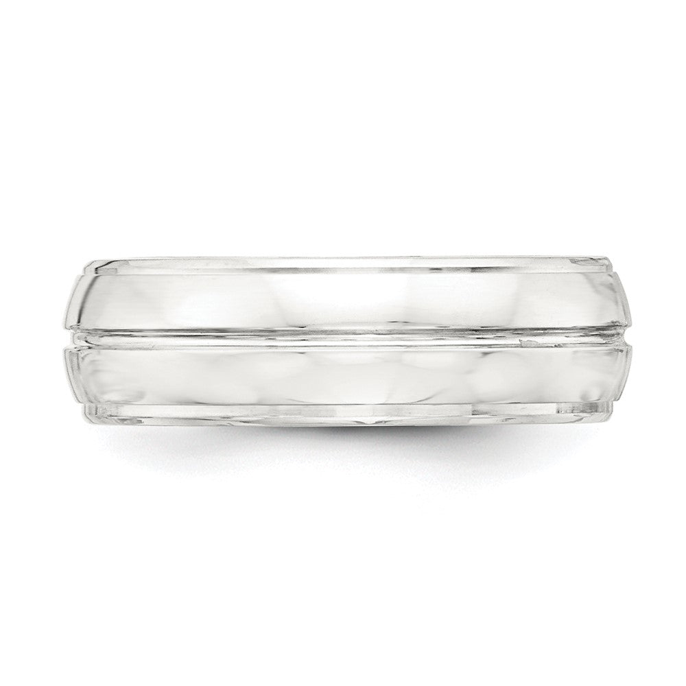 Sterling Silver 7mm Polished Domed Grooved Fancy Band Size 7.5