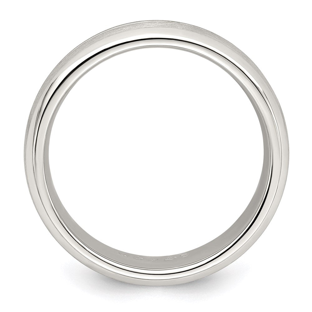 Sterling Silver 7mm Brushed Domed Grooved Fancy Band Size 8.5