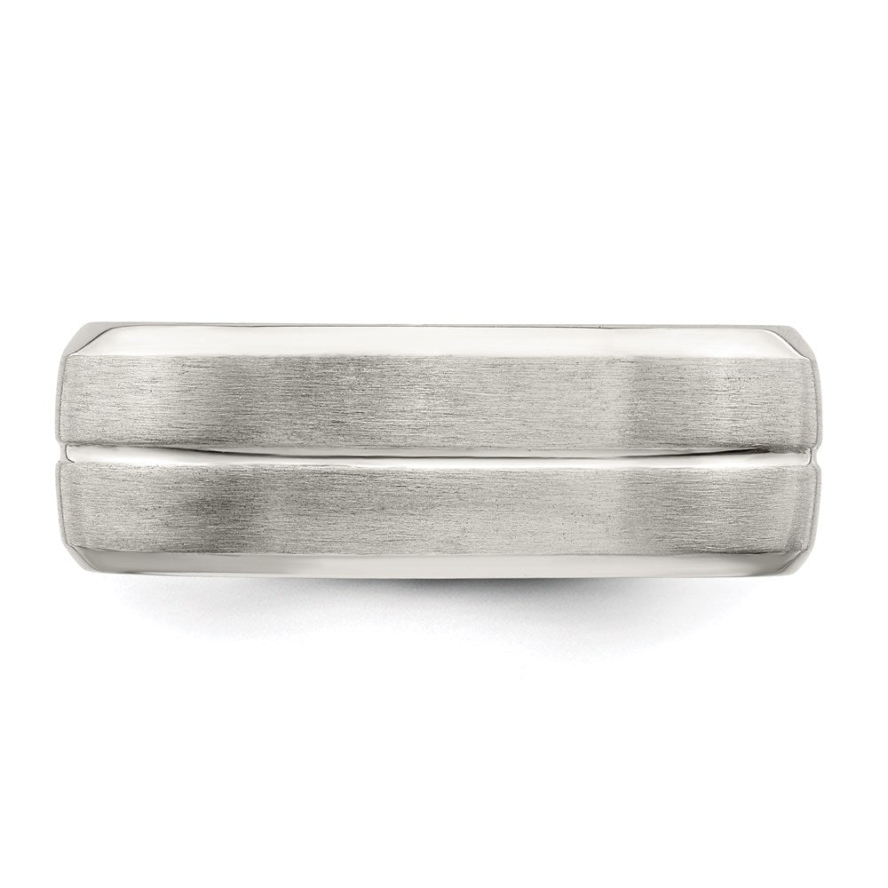 Sterling Silver 7mm Brushed Domed Grooved Fancy Band Size 10