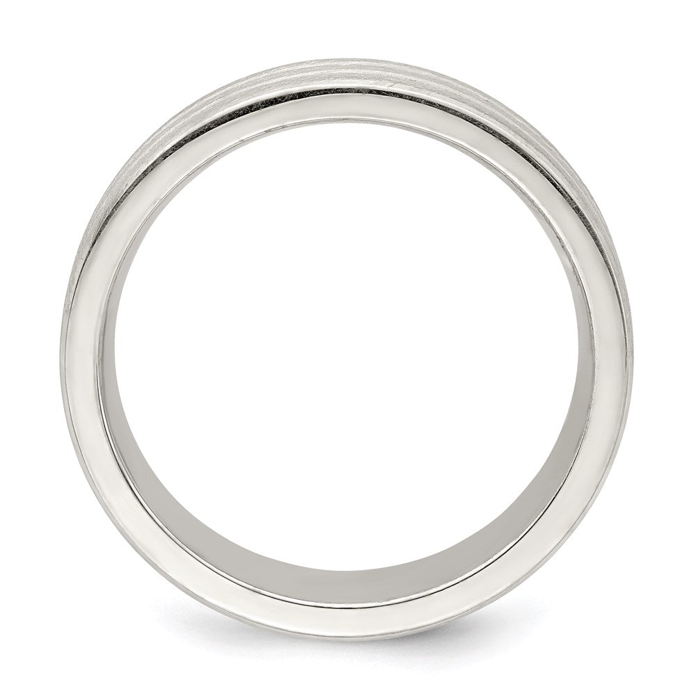 Sterling Silver 6mm Brushed Flat Grooved Fancy Band Size 11