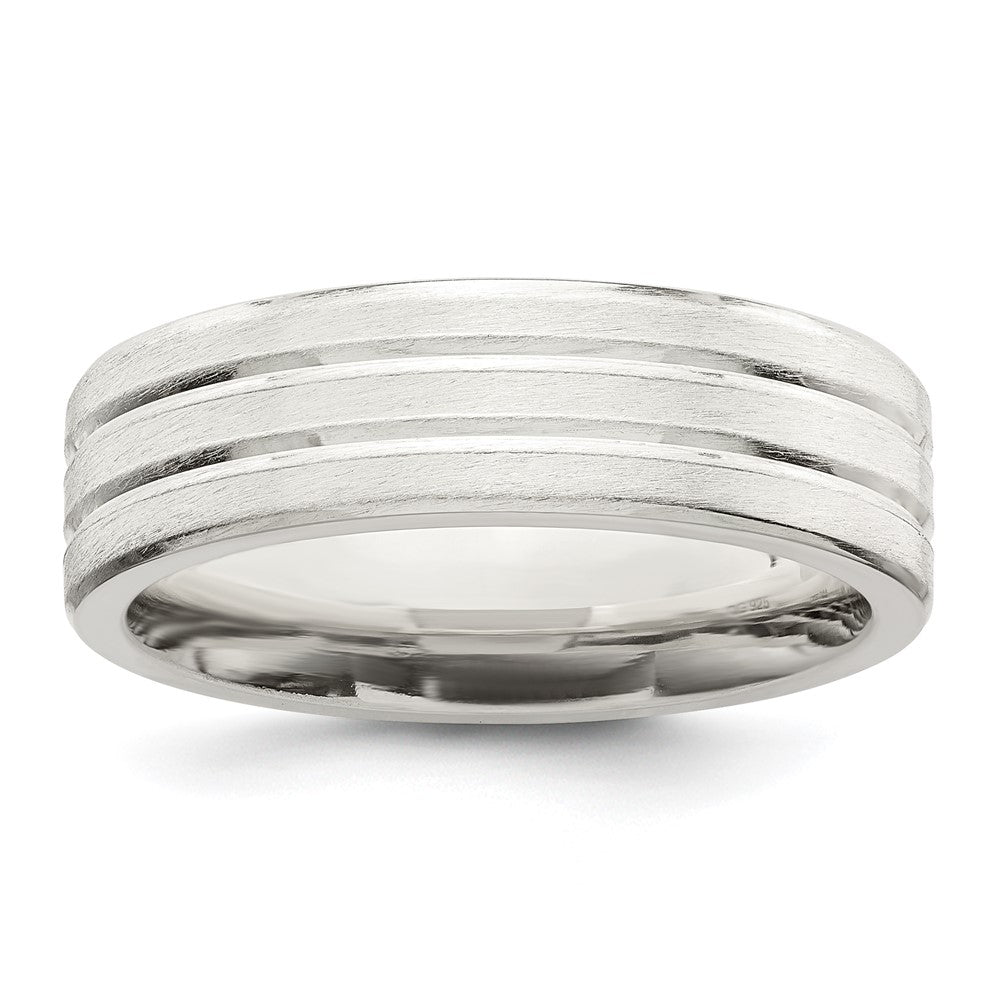 Engravable;Sterling silver;Brushed;Flat Band