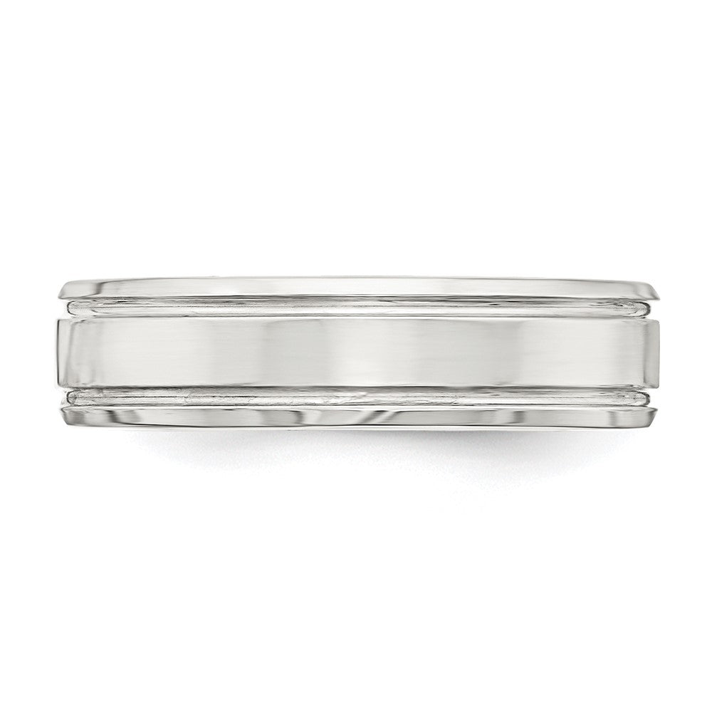Sterling Silver 6mm Polished Flat Grooved Beveled Edge Fancy Band Size 12.5
