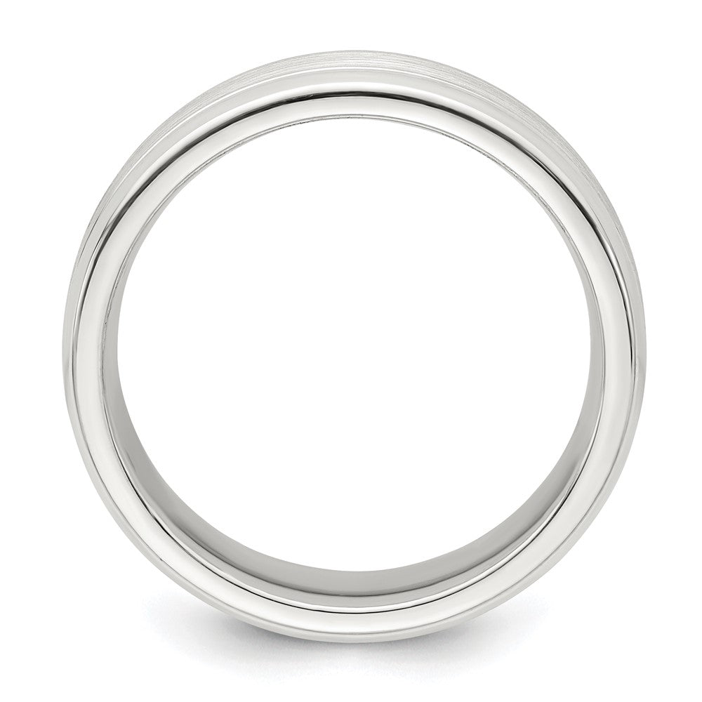 Sterling Silver 6mm Brushed Flat Grooved Beveled Edge Fancy Band Size 9