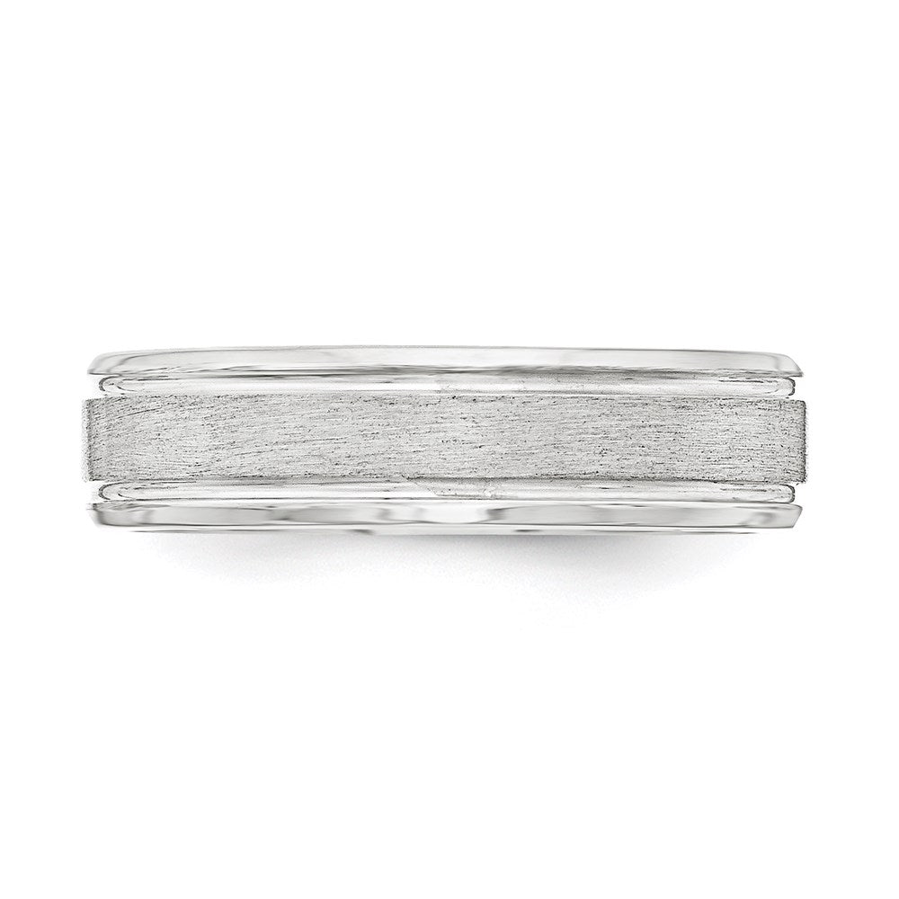 Sterling Silver 6mm Brushed Flat Grooved Beveled Edge Fancy Band Size 7.5