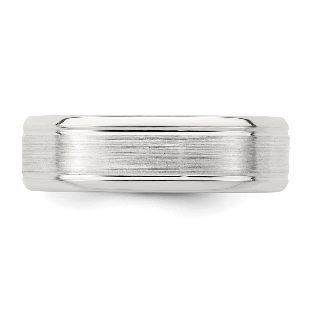Sterling Silver 6mm Brushed Flat Grooved Beveled Edge Fancy Band Size 11.5
