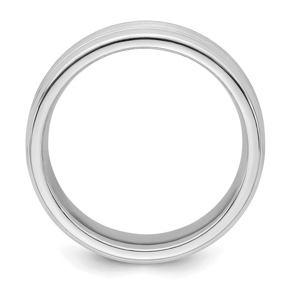 Sterling Silver Rhodium-plated 6mm Brushed Grooved Band Size 12.5