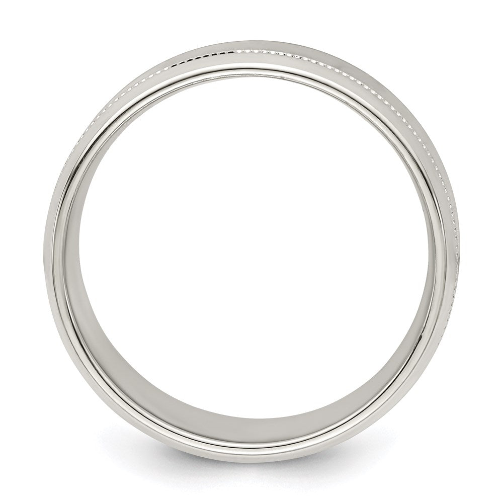 Sterling Silver 6mm Polished Flat Milgrain Beveled Edge Fancy Band Size 13