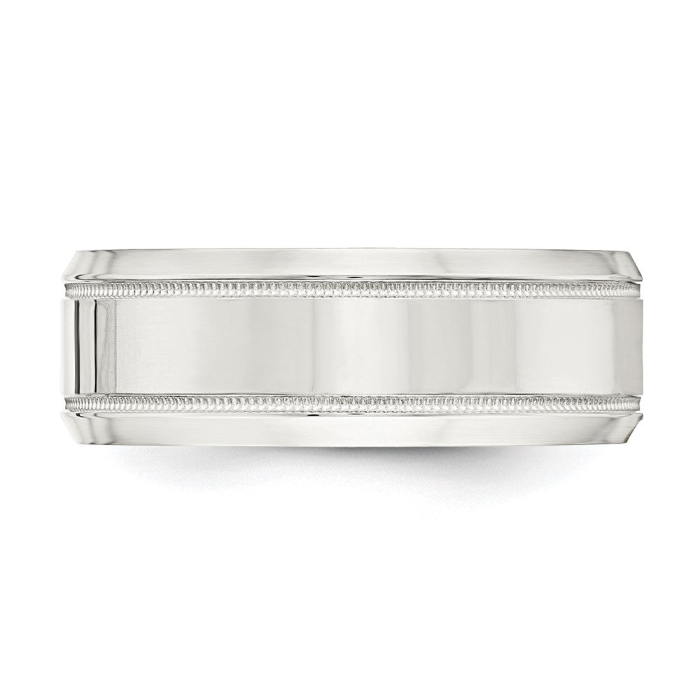 Sterling Silver 6mm Polished Flat Milgrain Beveled Edge Fancy Band Size 11