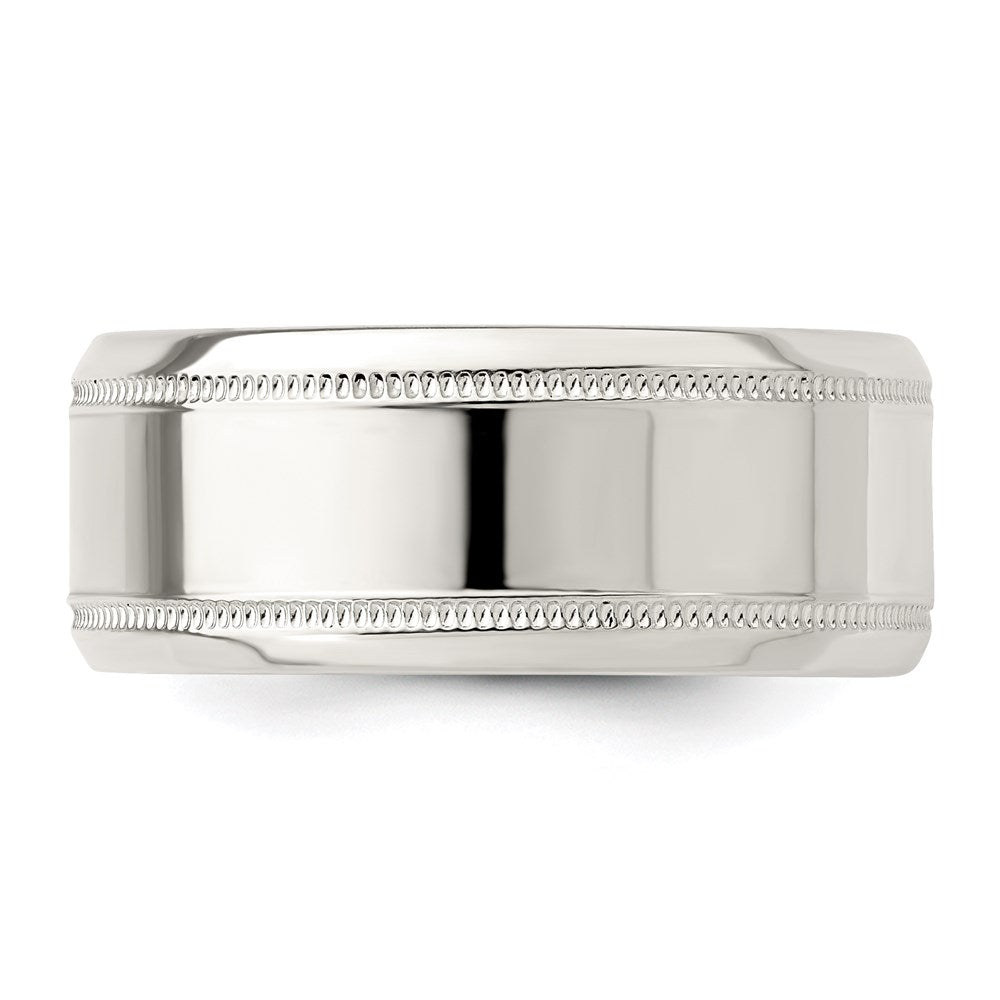 Sterling Silver 6mm Polished Flat Milgrain Beveled Edge Fancy Band Size 13
