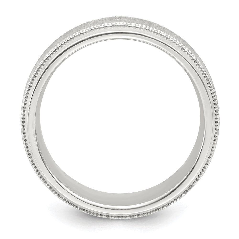 Sterling Silver 6mm Brushed Flat Milgrain Beveled Edge Fancy Band Size 10.5