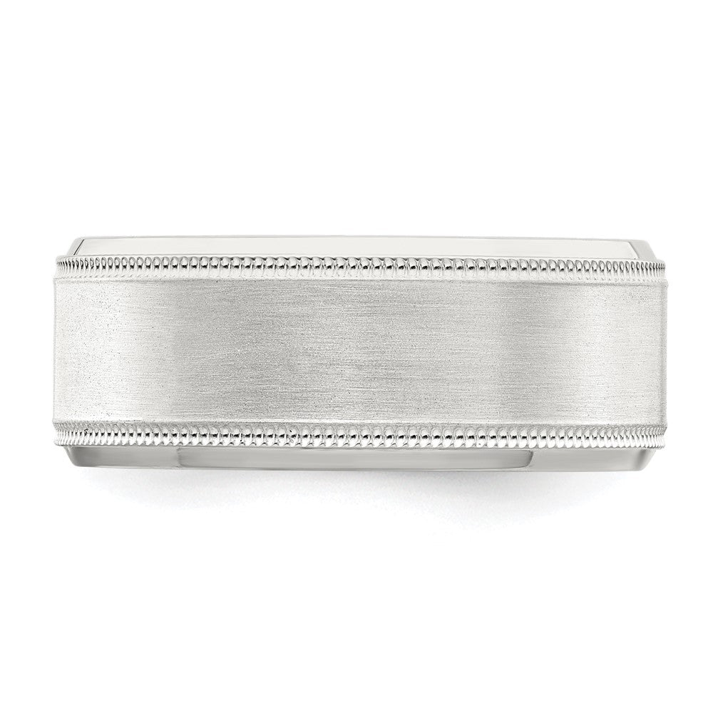 Sterling Silver 6mm Brushed Flat Milgrain Beveled Edge Fancy Band Size 11