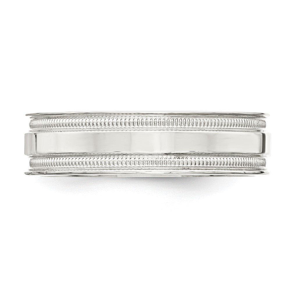 Sterling Silver 6mm Polished Flat Milgrain Grooved Edge Fancy Band Size 10