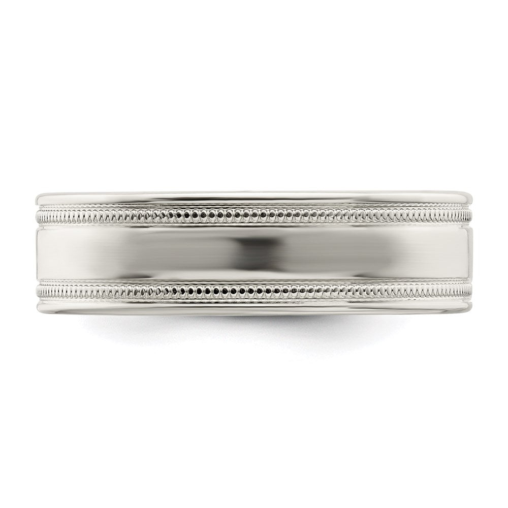 Sterling Silver 6mm Polished Flat Milgrain Grooved Edge Fancy Band Size 13