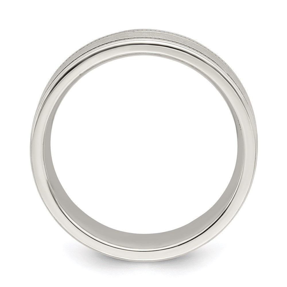 Sterling Silver 6mm Brushed Flat Milgrain Grooved Edge Fancy Band Size 8.5