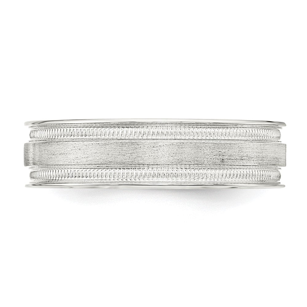 Sterling Silver 6mm Brushed Flat Milgrain Grooved Edge Fancy Band Size 7.5
