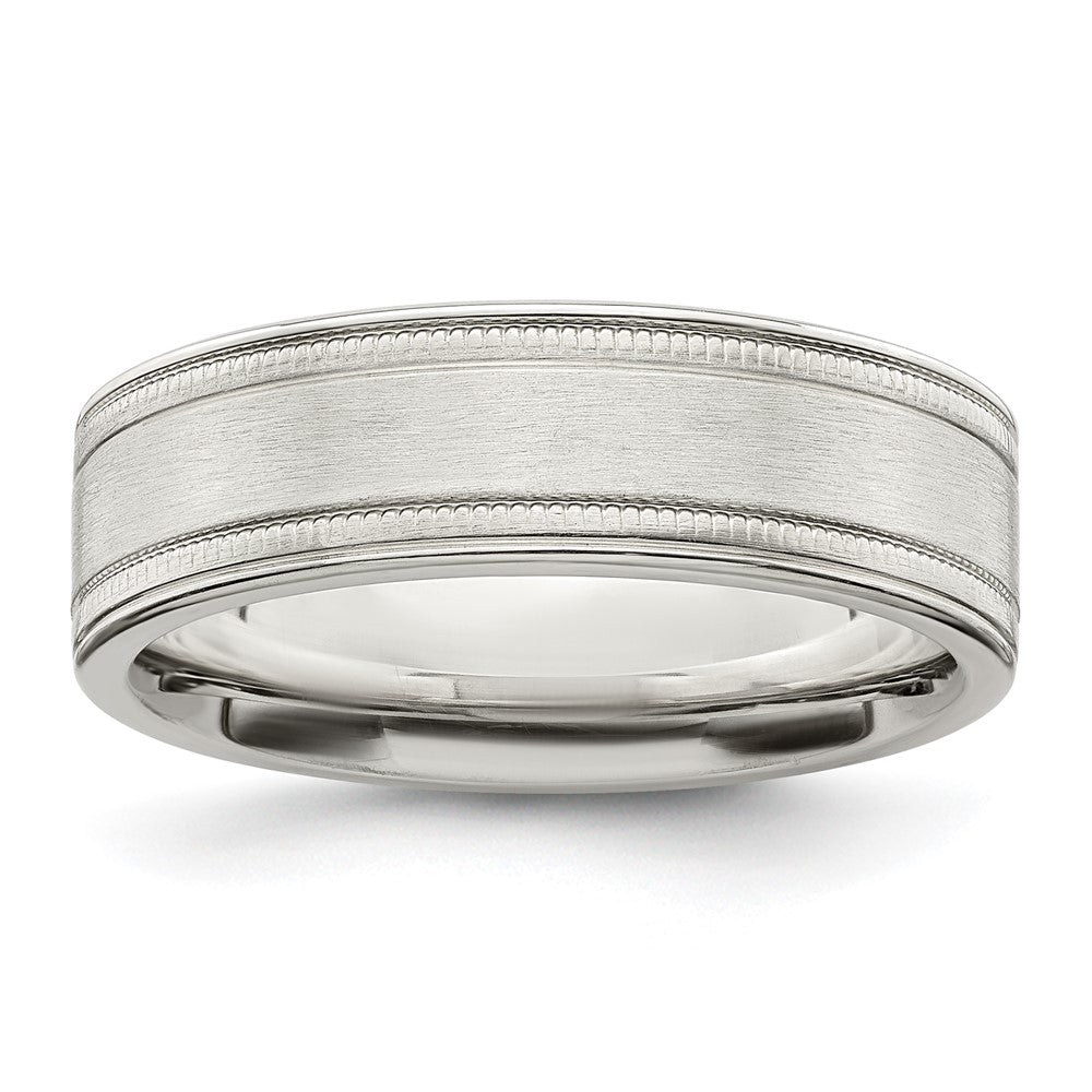 Engravable;Sterling silver;Milgrain;Brushed;Flat Band