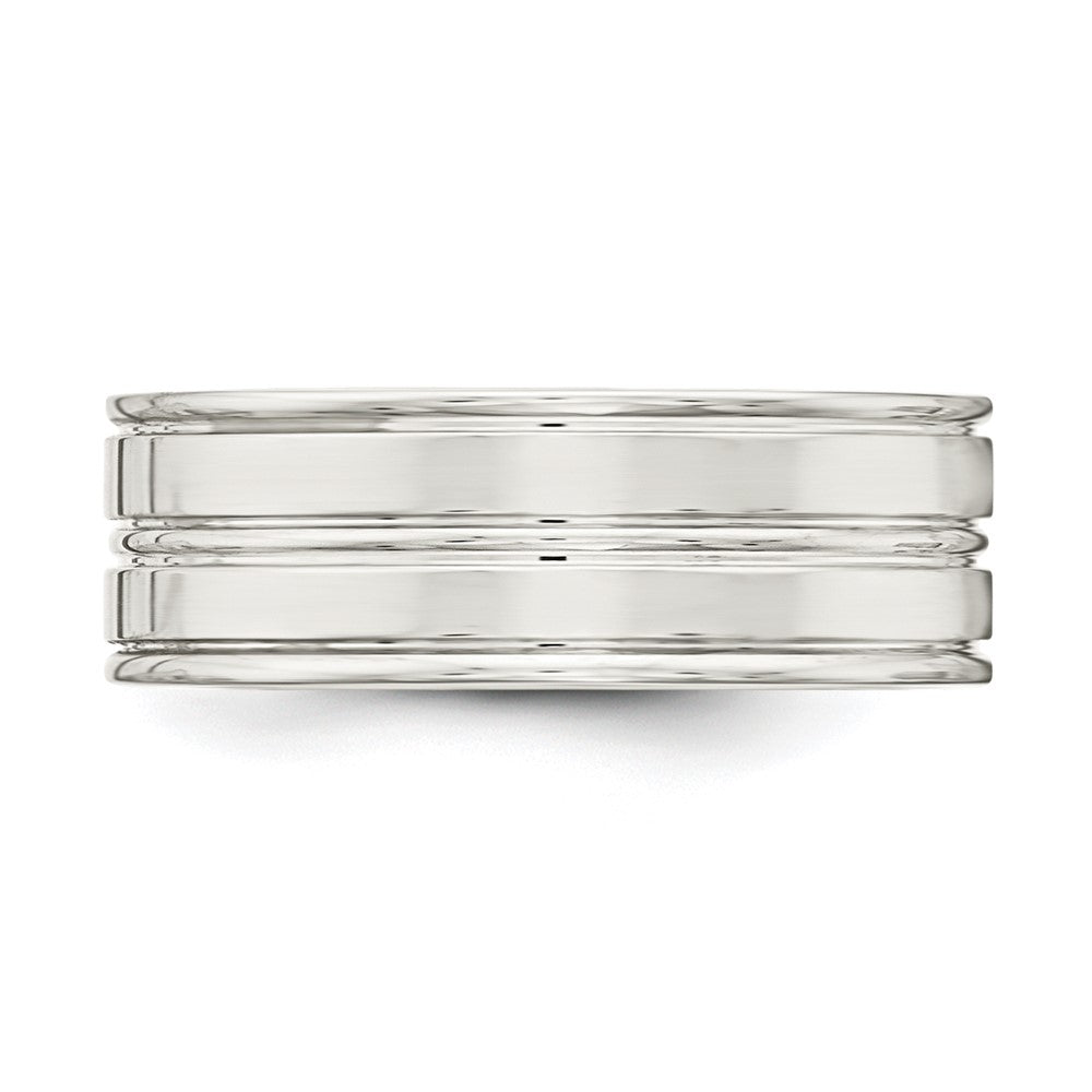 Sterling Silver 8mm Polished Flat Grooved Fancy Band Size 11.5