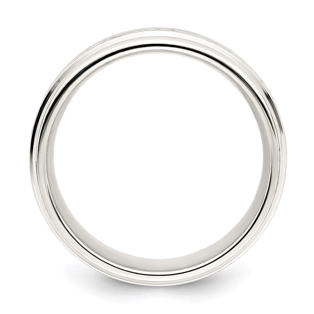 Sterling Silver 7mm Polished Flat Intertwined Design Beveled Edge Fancy Band Size 9