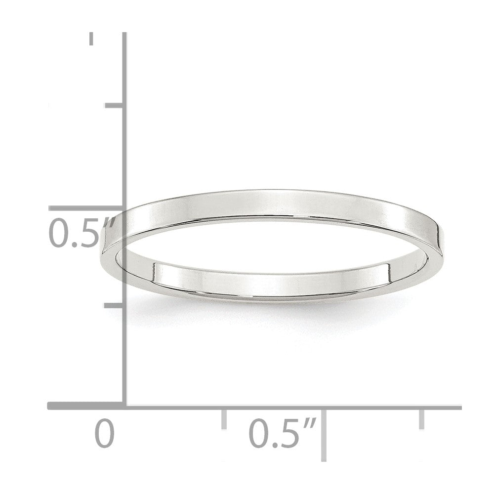 Sterling Silver 2mm Lightweight Flat Size 9.5 Band