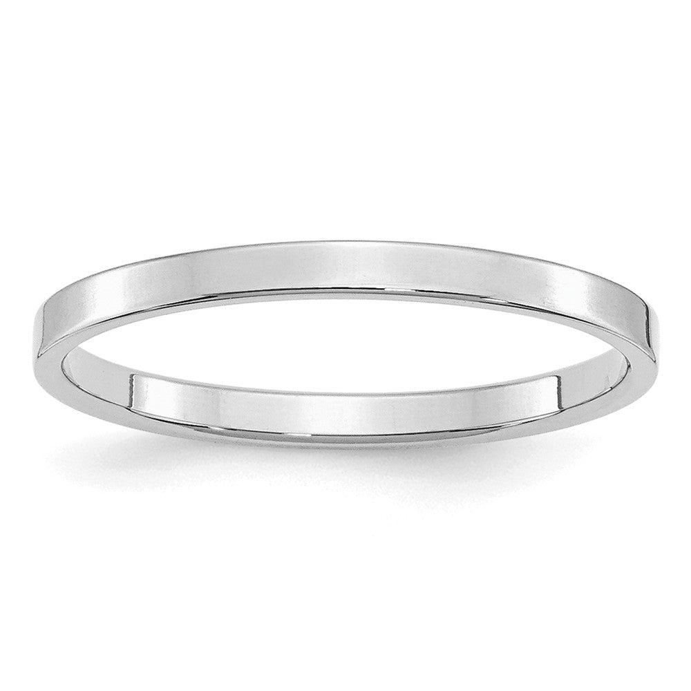 Sterling Silver Rhodium-plated 2mm Flat Size 9.5 Band