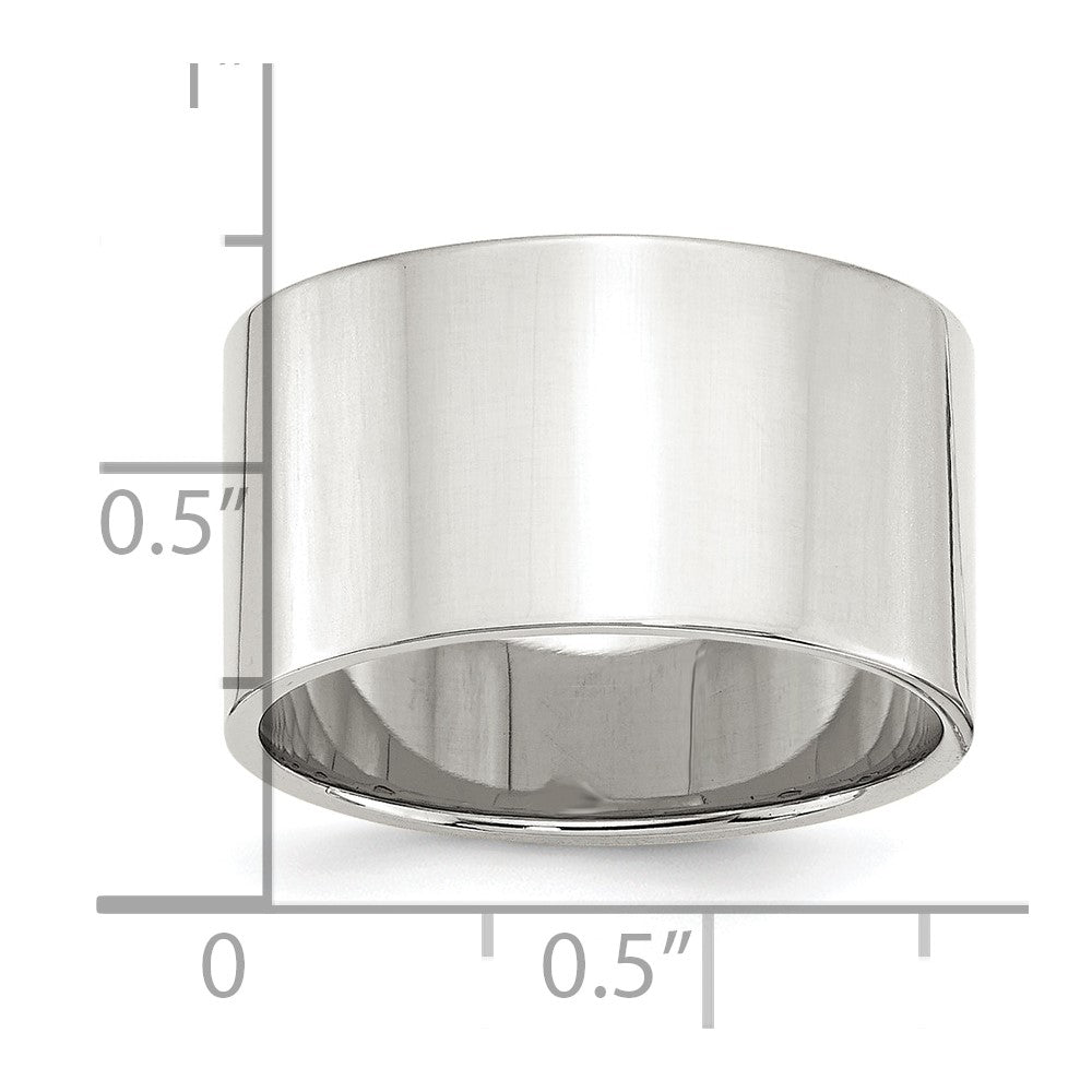 Sterling Silver 12mm Lightweight Flat Size 11 Band