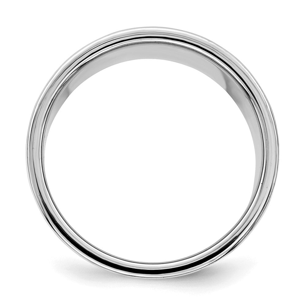 Sterling Silver Rhodium-plated 12mm Flat Size 7 Band