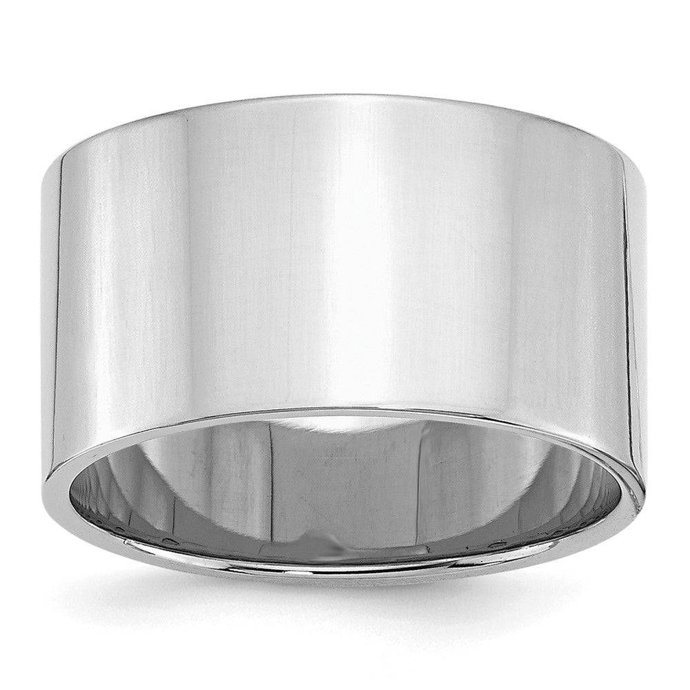 Sterling Silver Rhodium-plated 12mm Flat Size 7 Band