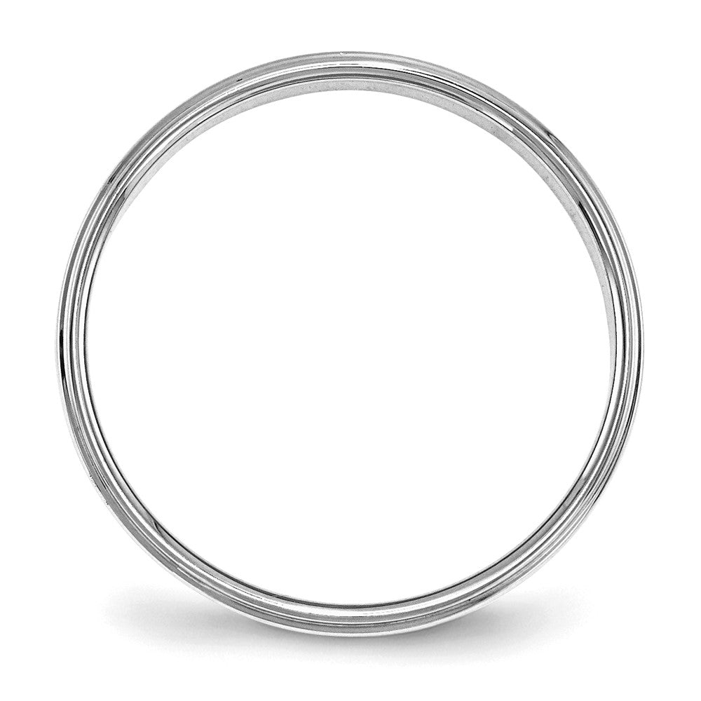 Sterling Silver Rhodium-plated 4mm Flat w/ Step Edge Size 12 Band