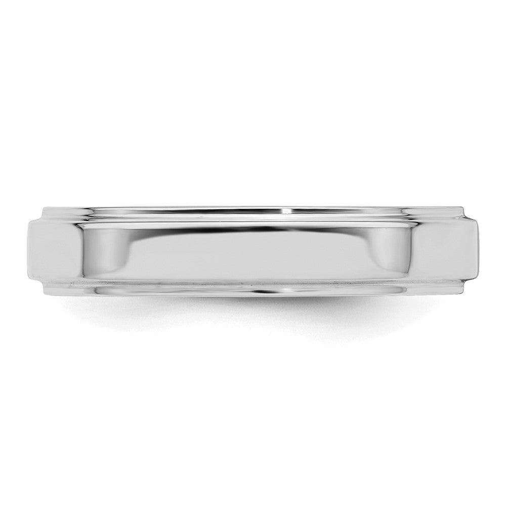 Sterling Silver Rhodium-plated 4mm Flat w/ Step Edge Size 12 Band