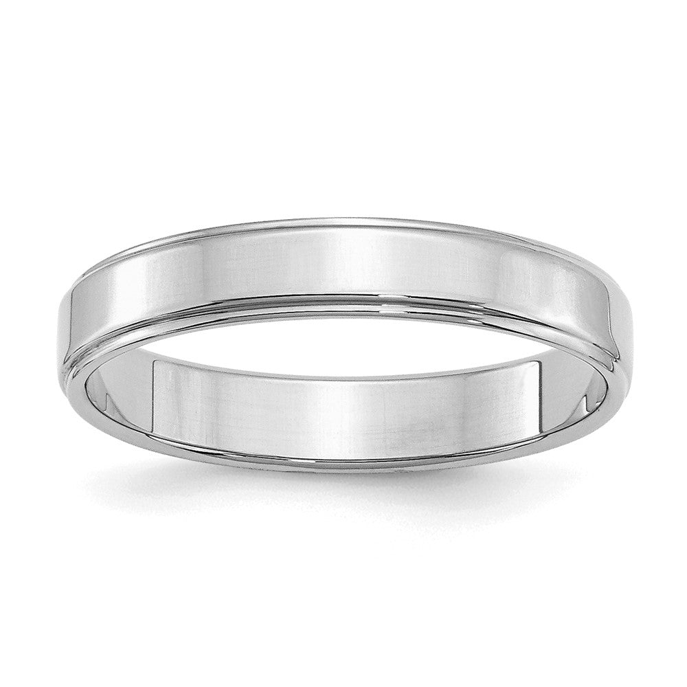 Sterling Silver Rhodium-plated 4mm Flat w/ Step Edge Size 11 Band