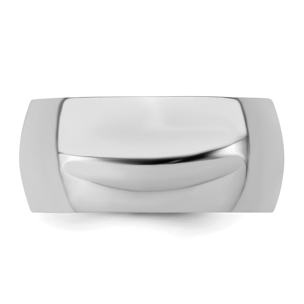 Sterling Silver Rhodium-plated 9mm Half-Round Size 8 Band
