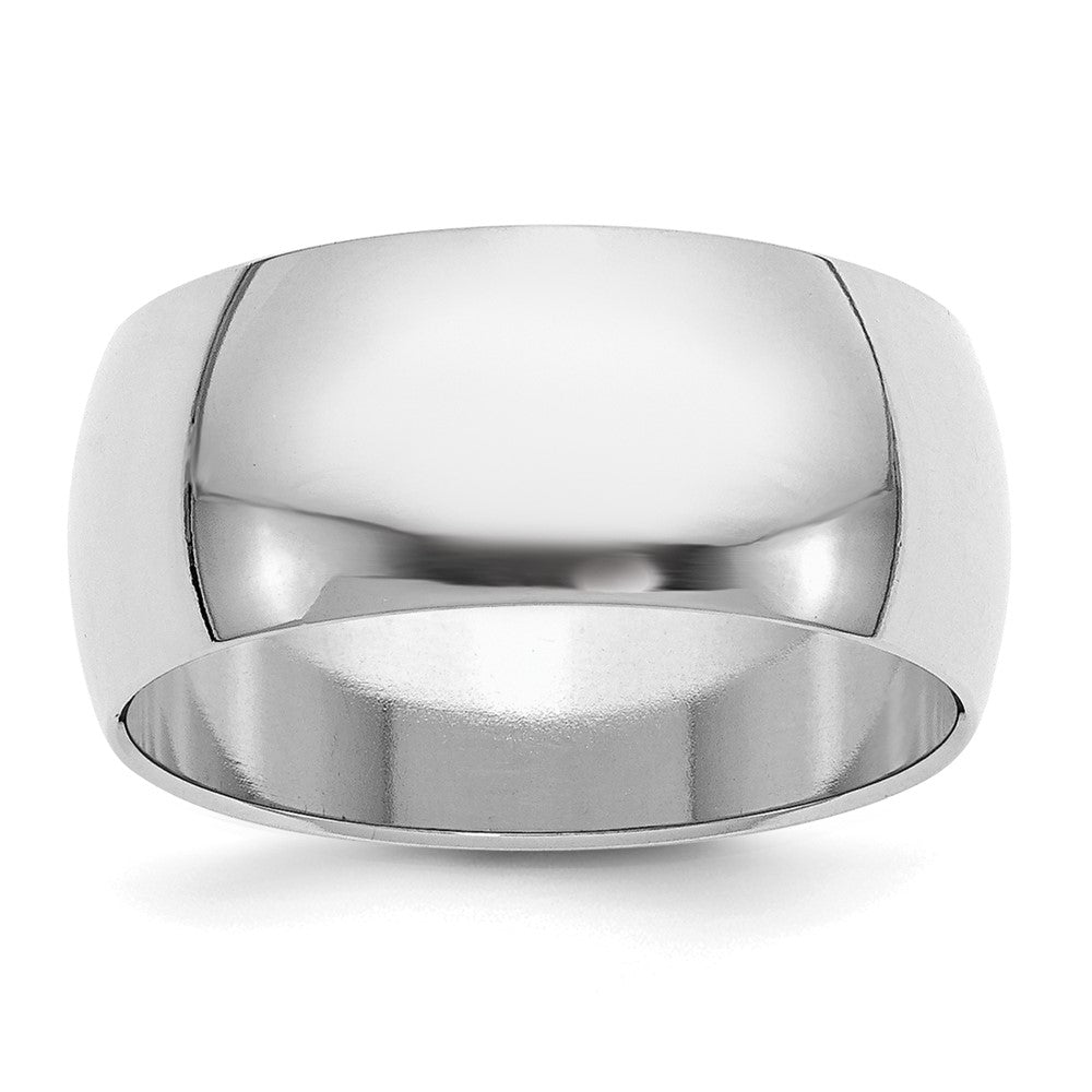 Sterling Silver Rhodium-plated 9mm Half-Round Size 8 Band