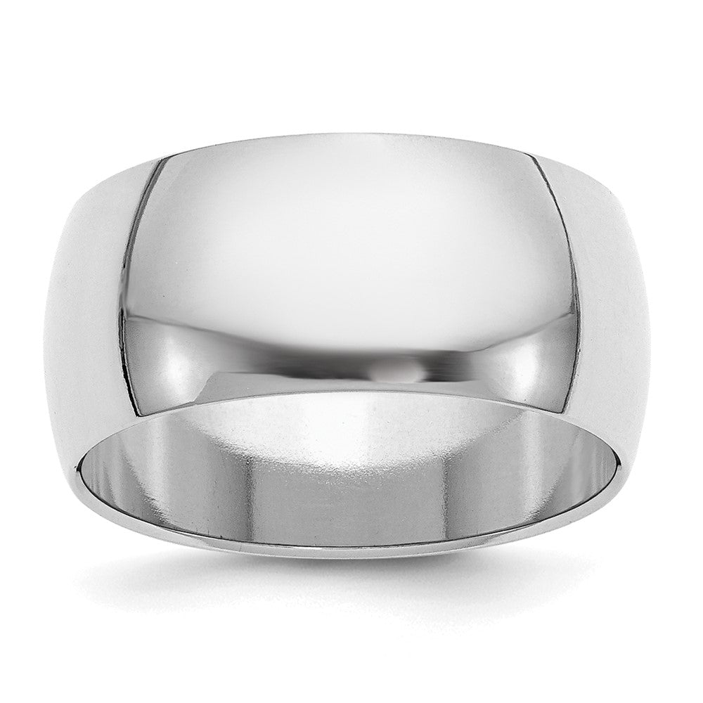 Sterling Silver Rhodium-plated 10mm Half-Round Size 13 Band