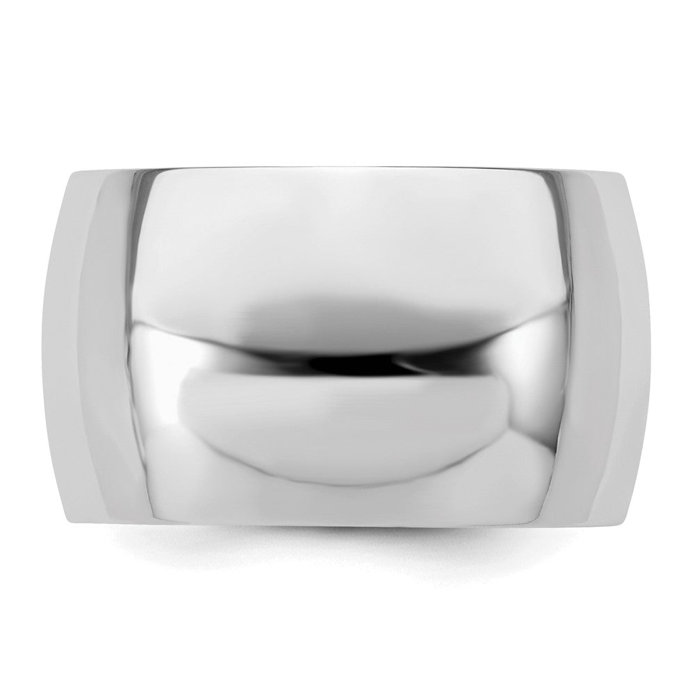 Sterling Silver Rhodium-plated 12mm Half-Round Size 7 Band