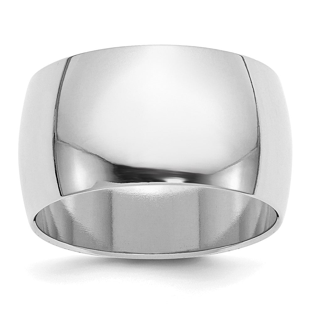 Sterling Silver Rhodium-plated 12mm Half-Round Size 10 Band