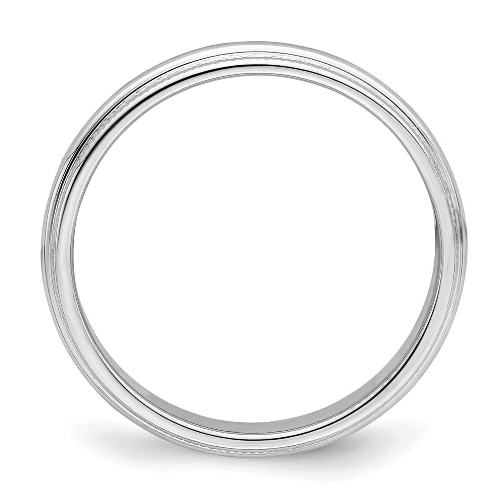 Sterling Silver Rhodium-plated 3mm Half Round Milgrain Size 9.5 Band