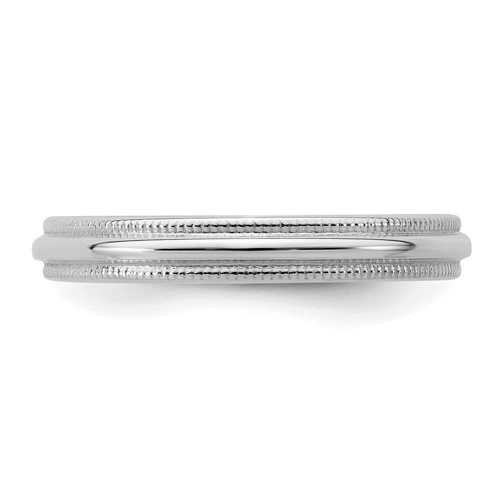 Sterling Silver Rhodium-plated 3mm Half Round Milgrain Size 8 Band
