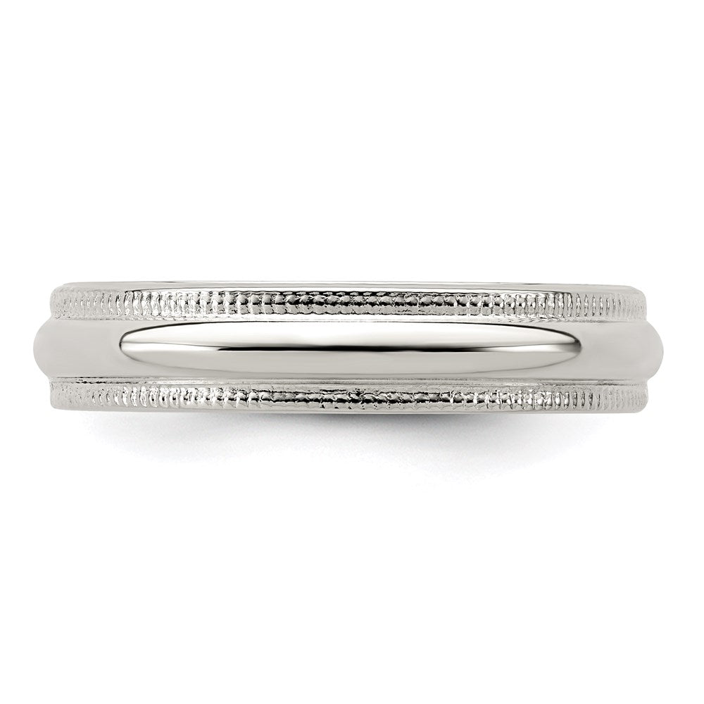 Sterling Silver 4mm Half Round Milgrain Size 7 Band