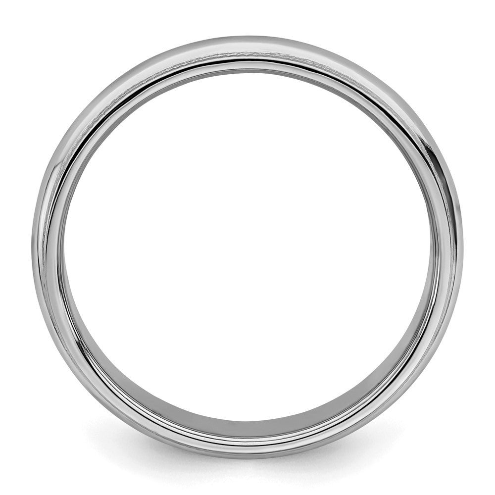 Sterling Silver Rhodium-plated 4mm Half Round Milgrain Size 5 Band