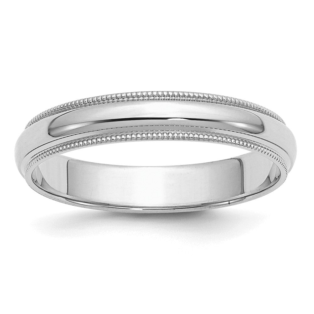 Sterling Silver Rhodium-plated 4mm Half Round Milgrain Size 12 Band