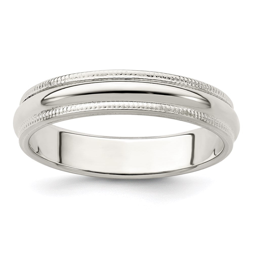 Solid;Polished;Engravable;Sterling silver;Milgrain;Half Round