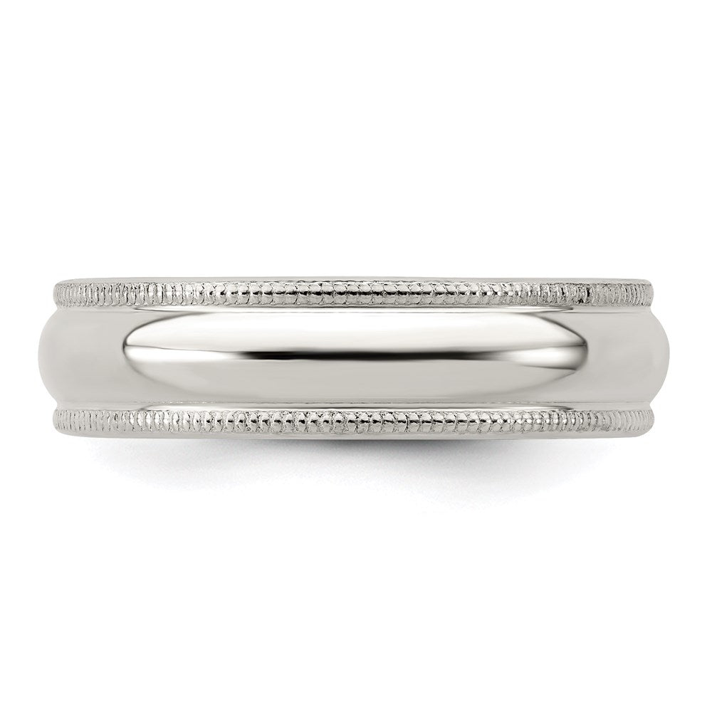 Sterling Silver 5mm Half Round Milgrain Size 7.5 Band