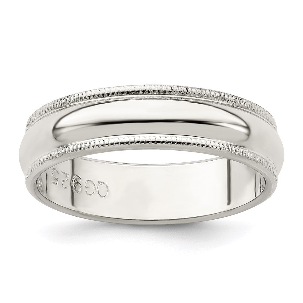 Solid;Polished;Engravable;Sterling silver;Milgrain;Half Round