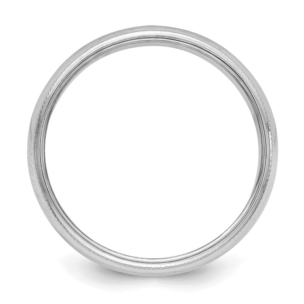 Sterling Silver Rhodium-plated 5mm Half Round Milgrain Size 13 Band