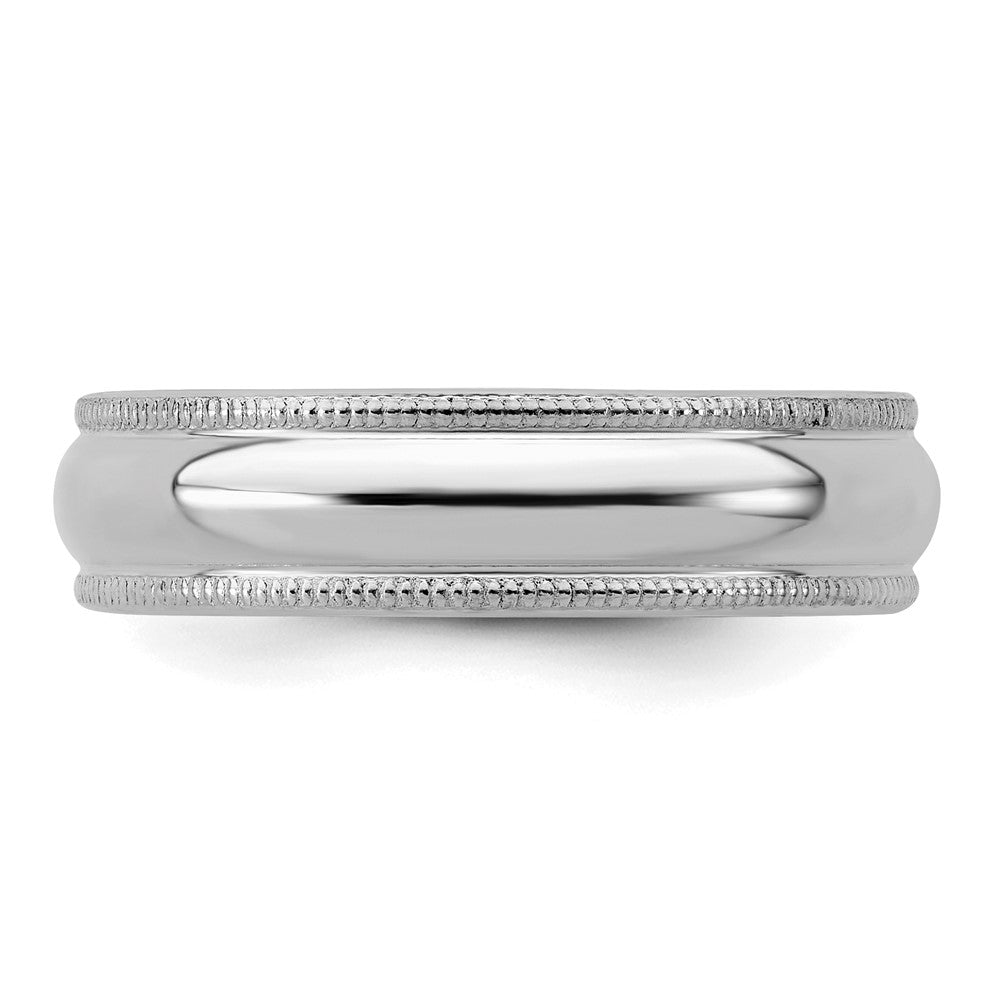 Sterling Silver Rhodium-plated 5mm Half Round Milgrain Size 4 Band